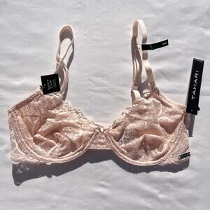 Tahari Soft Cup Lightly Lined Underwire Bra 34C Cloud Pink Lace